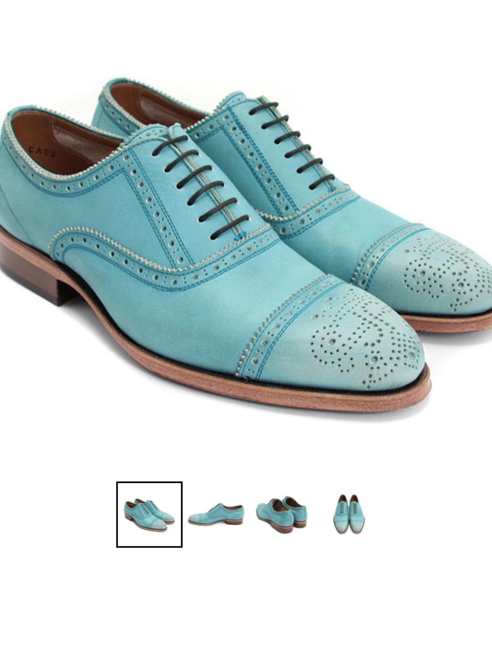 John Fluevog Brandenburg Light Classic Capped Toe Brogue Shoe - Blue, size 6.5